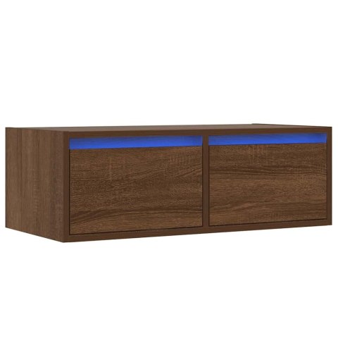  Szafka pod TV z oświetleniem LED, brązowy dąb, 75x35,5x25 cm