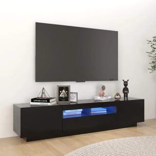  Szafka pod TV z oświetleniem LED, czarna, 180x35x40 cm