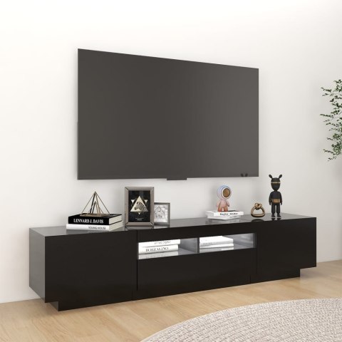  Szafka pod TV z oświetleniem LED, czarna, 180x35x40 cm