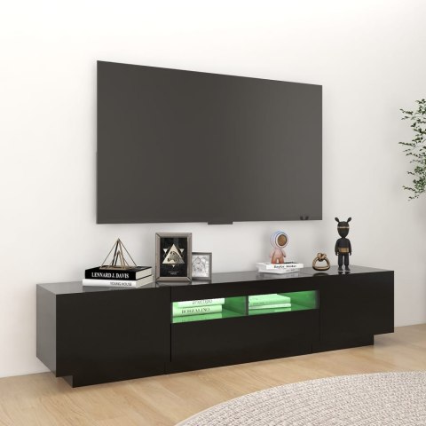  Szafka pod TV z oświetleniem LED, czarna, 180x35x40 cm