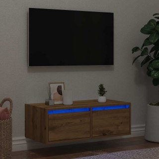  Szafka pod TV z oświetleniem LED, dąb artisan, 75x35,5x25 cm