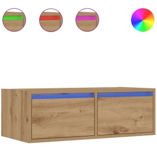  Szafka pod TV z oświetleniem LED, dąb artisan, 75x35,5x25 cm