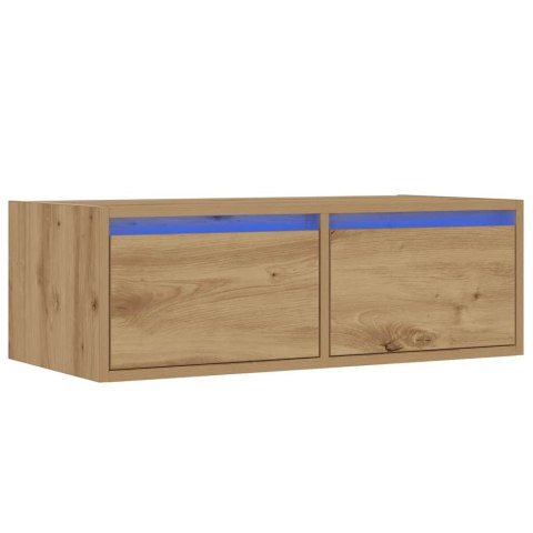  Szafka pod TV z oświetleniem LED, dąb artisan, 75x35,5x25 cm