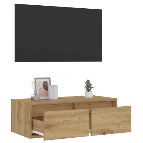  Szafka pod TV z oświetleniem LED, dąb artisan, 75x35,5x25 cm