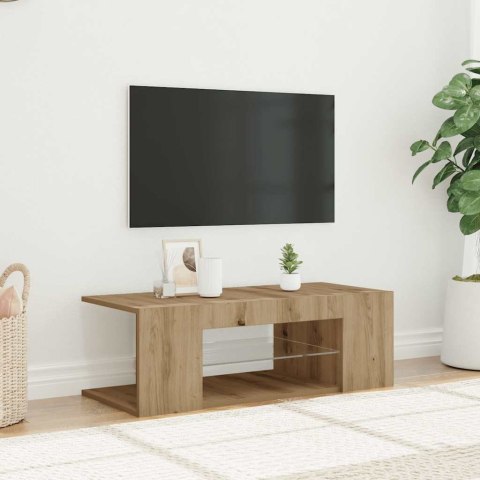  Szafka pod TV z oświetleniem LED, dąb artisan, 90x39x30 cm