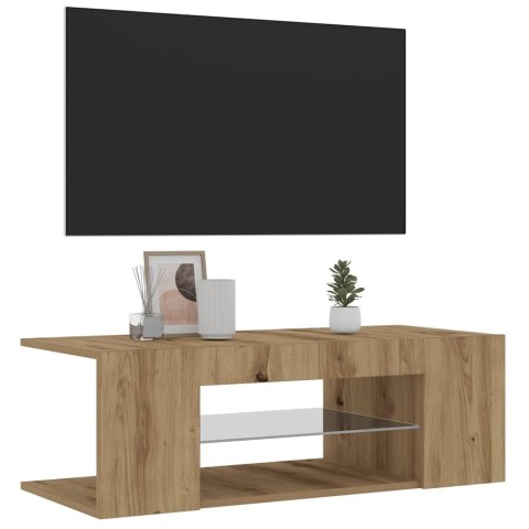  Szafka pod TV z oświetleniem LED, dąb artisan, 90x39x30 cm