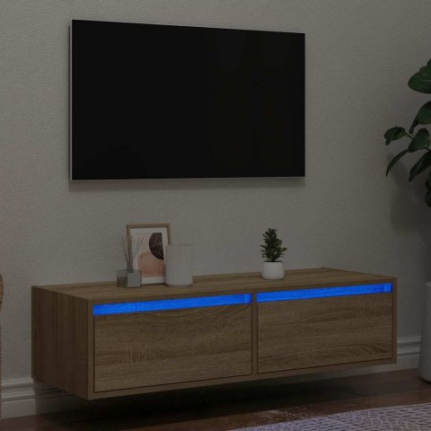  Szafka pod TV z oświetleniem LED, dąb sonoma, 100x35,5x25 cm