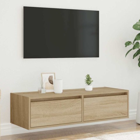  Szafka pod TV z oświetleniem LED, dąb sonoma, 100x35,5x25 cm