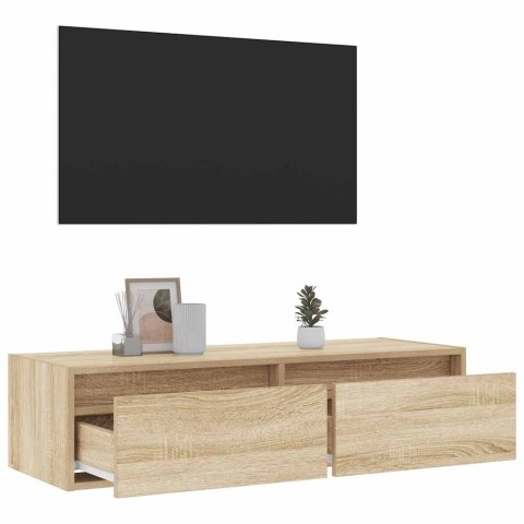  Szafka pod TV z oświetleniem LED, dąb sonoma, 100x35,5x25 cm