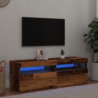  Szafka pod TV z oświetleniem LED, stare drewno, 120x35x40 cm