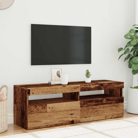  Szafka pod TV z oświetleniem LED, stare drewno, 120x35x40 cm