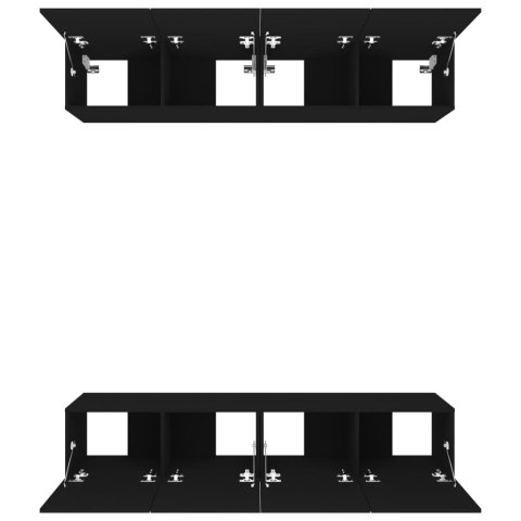  Szafki TV, 4 szt., czarne, 80x30x30 cm, materiał drewnopochodny