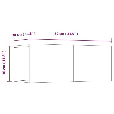  Szafki TV, 4 szt., czarne, 80x30x30 cm, materiał drewnopochodny