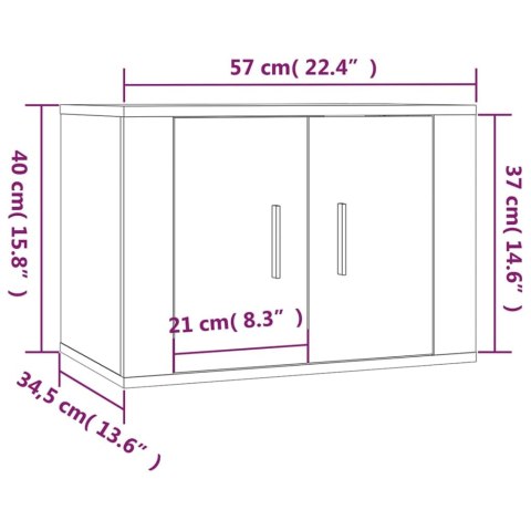  Wiszące szafki TV, 3 szt., białe z połyskiem, 57x34,5x40 cm