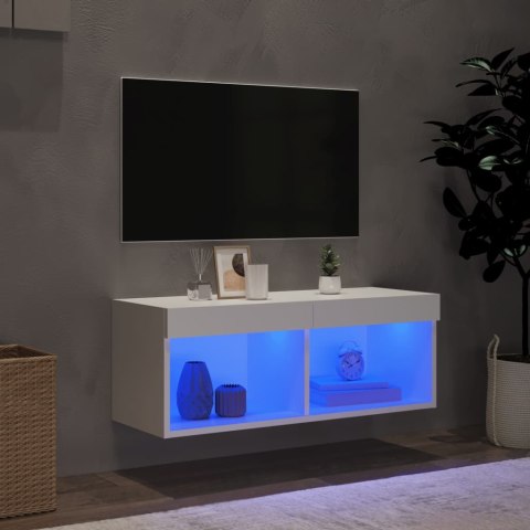  Szafka TV z oświetleniem LED, biała, 80x30x30 cm