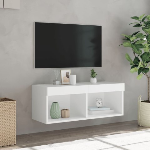  Szafka TV z oświetleniem LED, biała, 80x30x30 cm