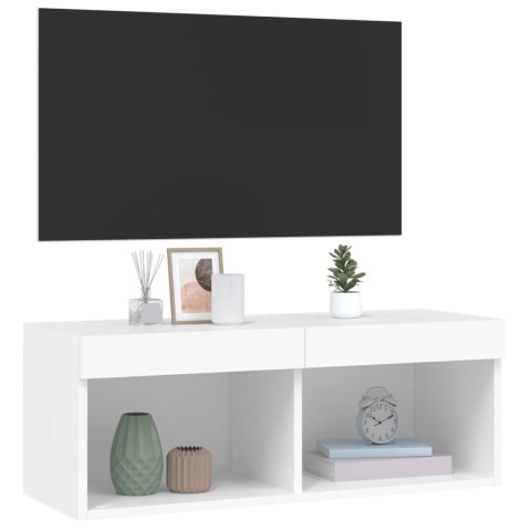  Szafka TV z oświetleniem LED, biała, 80x30x30 cm