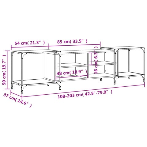  Szafka pod TV, czarna, 203x37x50 cm, materiał drewnopochodny