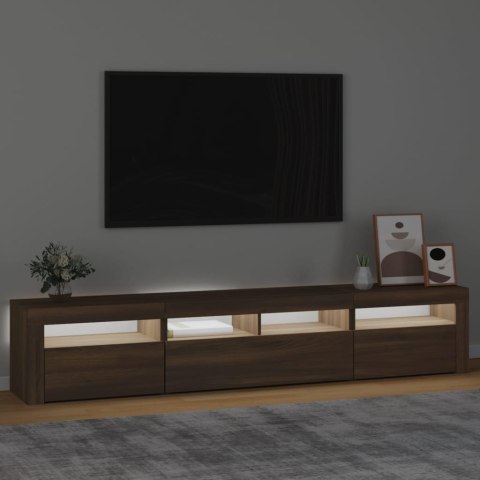  Szafka pod TV z oświetleniem LED, brązowy dąb, 210x35x40 cm