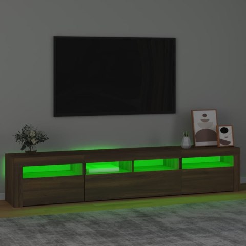  Szafka pod TV z oświetleniem LED, brązowy dąb, 210x35x40 cm