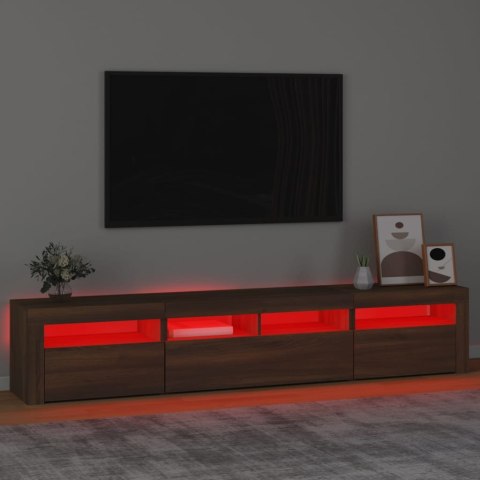  Szafka pod TV z oświetleniem LED, brązowy dąb, 210x35x40 cm