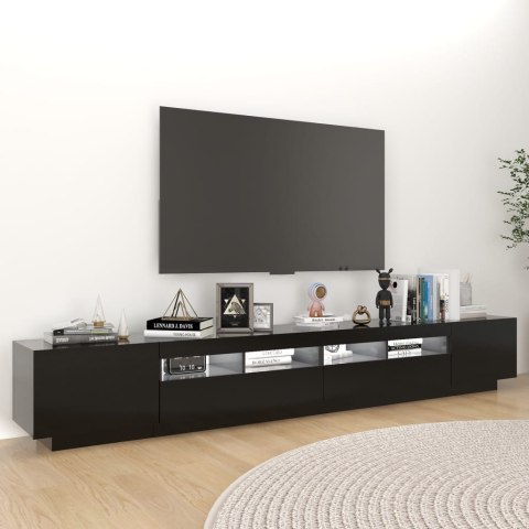  Szafka pod TV z oświetleniem LED, czarna, 260x35x40 cm