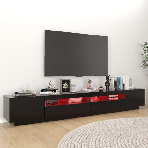  Szafka pod TV z oświetleniem LED, czarna, 260x35x40 cm