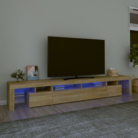  Szafka pod TV z oświetleniem LED, dąb sonoma, 260x36,5x40 cm