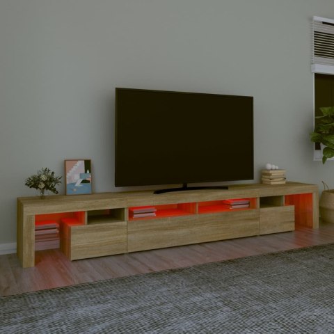  Szafka pod TV z oświetleniem LED, dąb sonoma, 260x36,5x40 cm