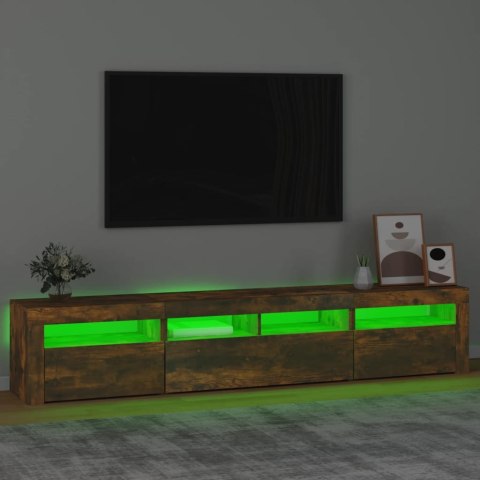  Szafka pod TV z oświetleniem LED, przydymiony dąb, 210x35x40 cm