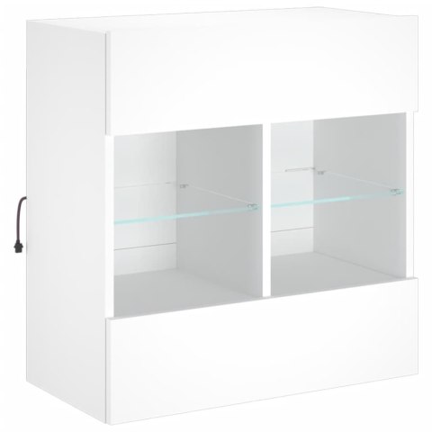  Ścienna szafka TV z LED, biała, 58,5x30x60,5 cm