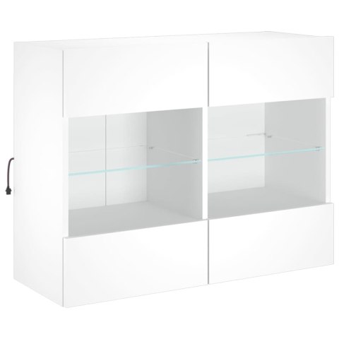  Ścienna szafka TV z LED, biała, 78,5x30x60,5 cm