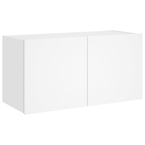  Ścienna szafka TV z LED, biała, 80x35x41 cm