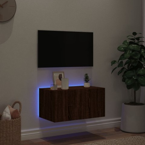  Ścienna szafka TV z LED, brązowy dąb, 60x35x31 cm