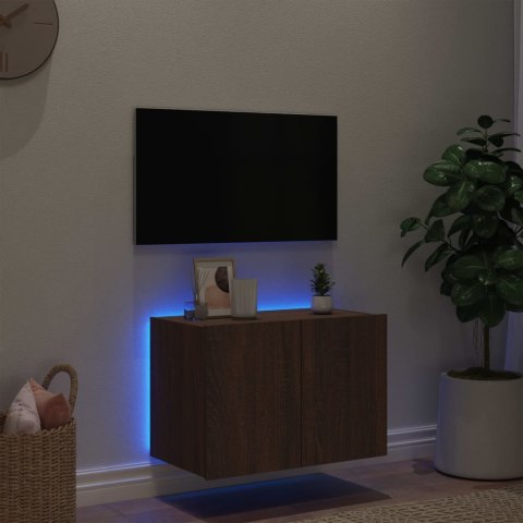  Ścienna szafka TV z LED, brązowy dąb, 60x35x41 cm