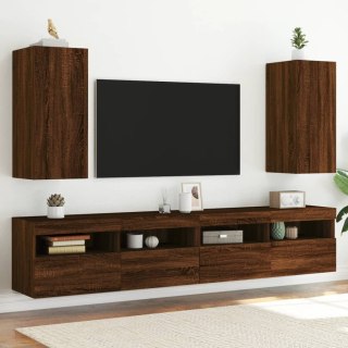  Ścienne szafki TV z LED, 2 szt., brązowy dąb, 30,5x35x70 cm