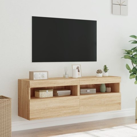  Ścienne szafki TV z LED, 2 szt., dąb sonoma, 60x30x40 cm