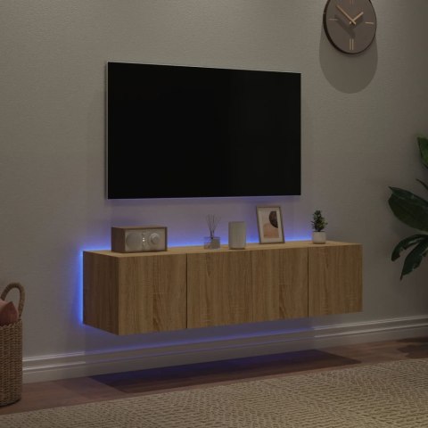  Ścienne szafki TV z LED, 2 szt., dąb sonoma, 60x35x31 cm