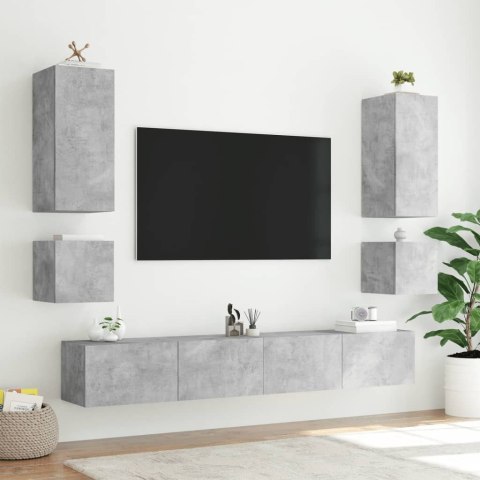  Ścienne szafki TV z LED, 2 szt., szarość betonu, 40,5x35x40 cm