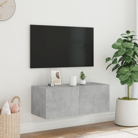  Ścienna szafka TV z LED, szarość betonu, 80x35x31 cm