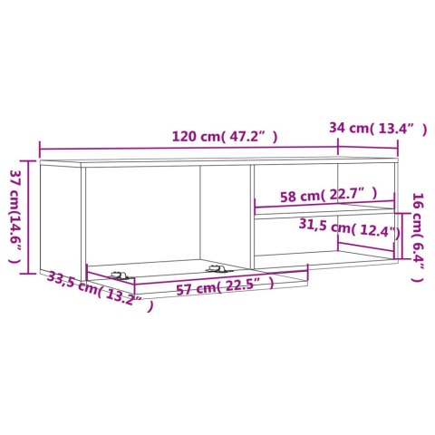  Szafka pod TV, brązowy dąb, 120x34x37 cm