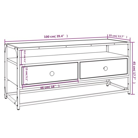  Szafka pod TV, dąb sonoma, 100x35x45cm, materiał drewnopochodny