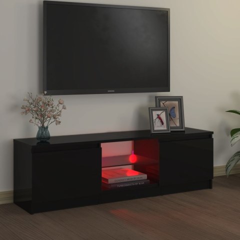  Szafka pod TV z oświetleniem LED, czarna, 120 x 30 x 35,5 cm