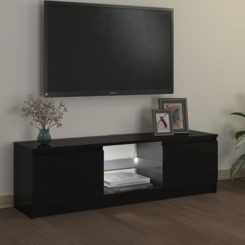  Szafka pod TV z oświetleniem LED, czarna, 120 x 30 x 35,5 cm