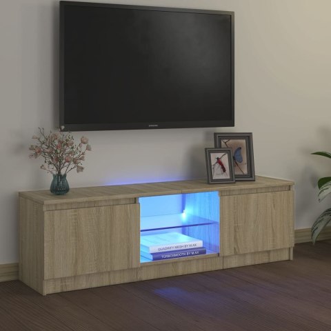  Szafka pod TV z oświetleniem LED, dąb sonoma, 120x30x35,5 cm