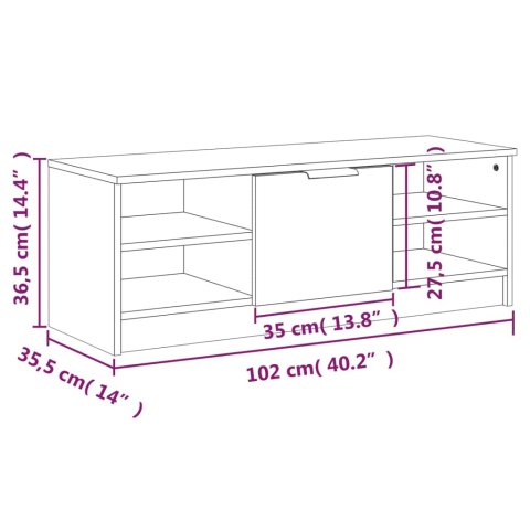  Szafka pod TV, biała, 102x35,5x36,5 cm, materiał drewnopochodny