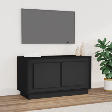  Szafka pod TV, czarna, 80x35x45 cm, materiał drewnopochodny