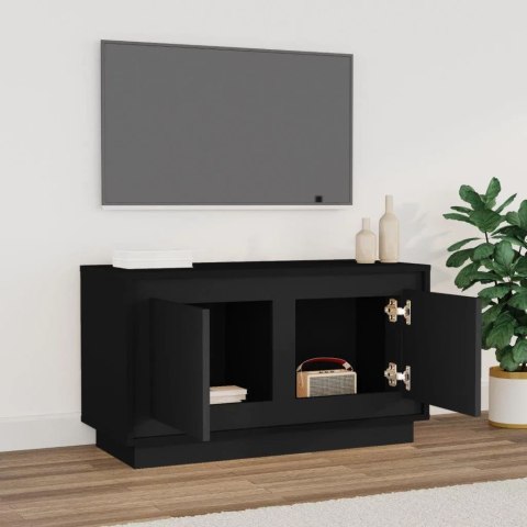  Szafka pod TV, czarna, 80x35x45 cm, materiał drewnopochodny