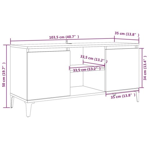  Szafka pod TV, metalowe nóżki, przydymiony dąb, 103,5x35x50 cm