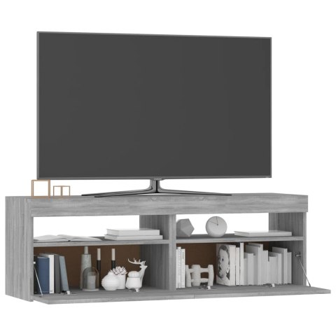  Szafka pod TV z LED, szary dąb sonoma, 120x35x40 cm